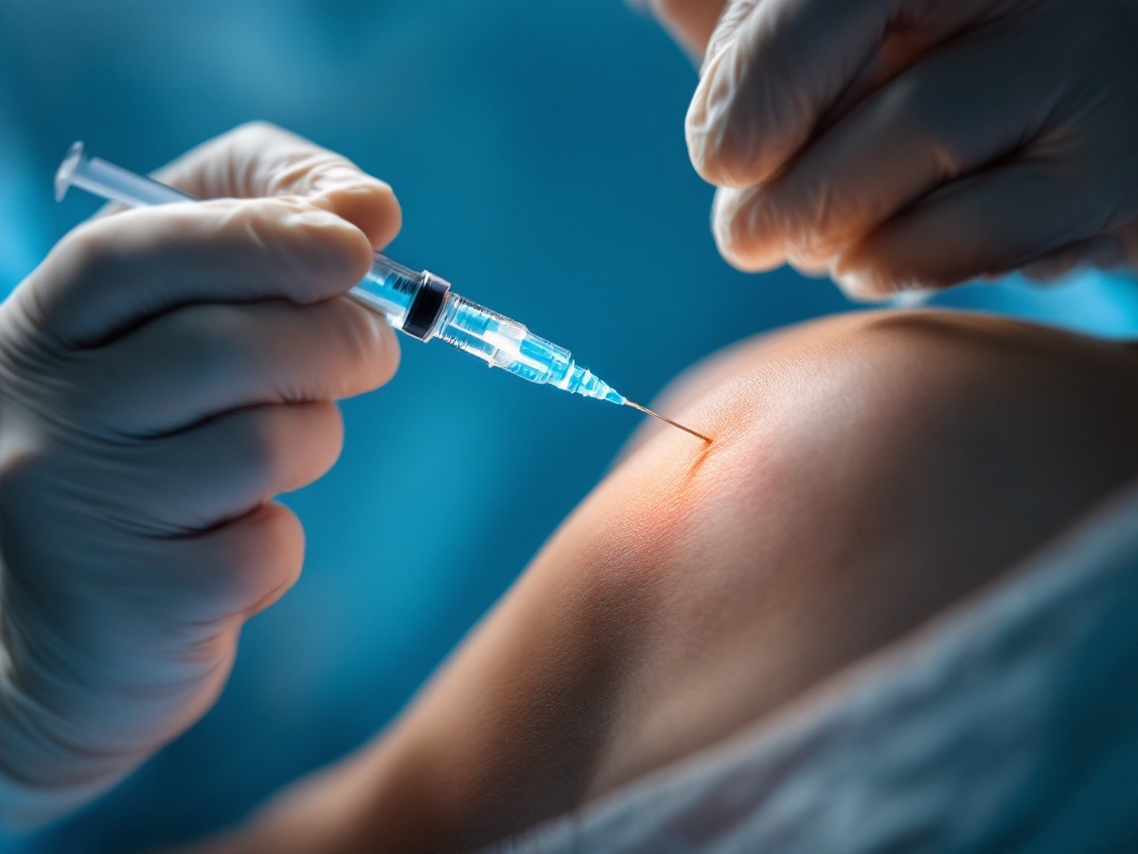 A dermatologist drawing medication into a fine syringe to inject a stubborn raised scar